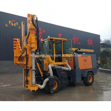 Pile Driver Install Flexible Beam Guardrail